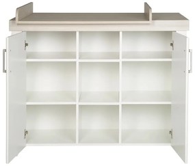 Бял нисък скрин в декор от бряст с масичка за преповиване 120x98 cm Felicia - Roba