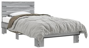 845750 vidaXL Рамка за легло, сив сонома, 75x190 см, инженерно дърво и метал