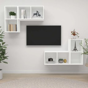 3079835 vidaXL ТВ шкафове за стенен монтаж, 4 бр, бели, инженерно дърво
