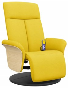 356541 vidaXL Масажен реклайнер стол с поставка за крака, светложълт, текстил