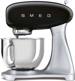 Планетарен миксер Smeg SMF04BLEU, 800W, 4.8 л, 10 скорости, Функция за плавен старт, Крачета против хлъзгане, Черен/Инокс