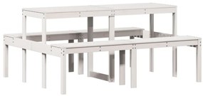 832563 vidaXL Пикник маса, бяла, 160x134x75 см, борово дърво масив