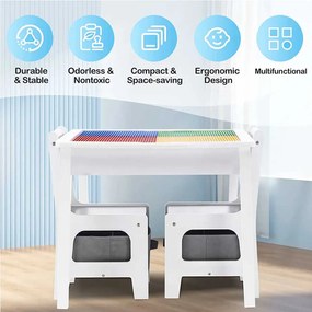 GINGER HOME К-кт дървена маса с 2 столчета двустранна WHITE/GRAY