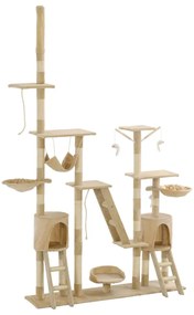 170619 vidaXL Котешко дърво със сизалени стълбове, 230-250 см, бежово