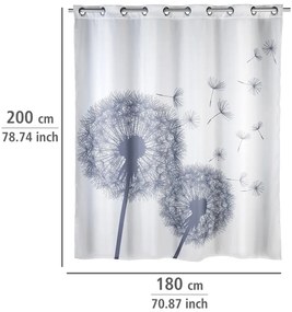 Бяла завеса за душ с покритие против мухъл Dandelions, 180 x 200 cm Astera - Wenko