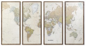 Комплект от 4 снимки DKD Home Decor Карта на Света Vintage Loft 200 x 3,5 x 120 cm