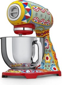 Планетарен миксер SMEG Dolce & Gabbana SMF03DGEU, 800 W, 4.8 л, 10 скорости, Функция за плавен старт, Крачета против хлъзгане, Многоцветен