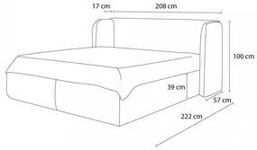 Светлосиво тапицирано двойно легло с решетка и място за съхранение 160x200 cm Louise - Bobochic Paris
