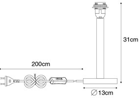 Ръстична настолна лампа дърво без абажур - Mels