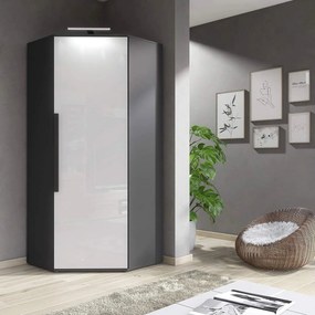 Ъглов Гардероб Спотлайт - Сив - Бял