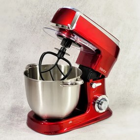 Втора ръка: Планетарен миксер Oliver Voltz OV51115A, 2100W, 7.5 литра, 6 скорости + Pulse, 3 бъркалки, Червен