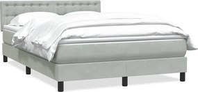 3316647 vidaXL Боксспринг легло с матрак, светлосиво, 160x220 см, кадифе