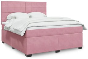3293283 vidaXL Боксспринг легло с матрак, розово, 180x200 см, кадифе