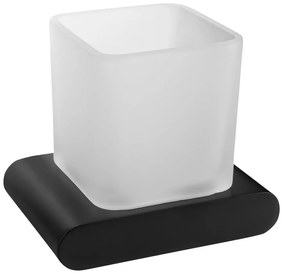 Матово черна стенна стъклена чаша за четки за зъби Flori – Sapho