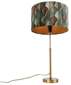 Лампа за маса Бронз с кадифена абажура с дизайн на листа и златно интериорно - Parte