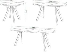 АЛМО Естествен дъб - КРЪГЛА ЛОФТ/ИНДУСТРИАЛНА МАСА ЗА ХОЛ/ТРАПЕЗАРИЯ РАЗТЕГАТЕЛНА