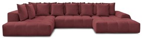 Бордо шенилов сгъваем/с място за съхранение ъглов диван (ляв ъгъл/U форма) Everest – Bobochic Paris