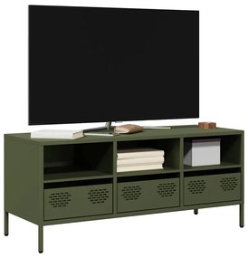 851326 vidaXL ТВ шкаф маслиненозелен 101,5x39x43,5см студеновалцувана стомана
