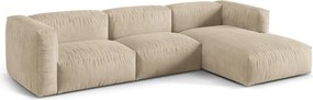 Бежов кадифен модулен ъглов диван (десен ъгъл) Martina – Micadoni