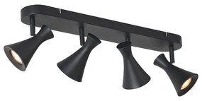 Модерен таванен прожектор черен 4-светлини въртящ се и накланящ се - Triangle