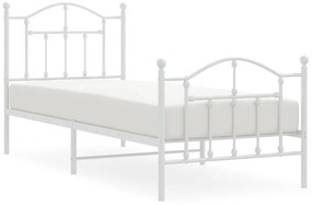 353498 vidaXL Метална рамка за легло с горна и долна табла, бяла, 90x190 см