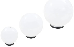 Градински сфери за LED лампи, 3 бр, 20/30/40 см, PMMA