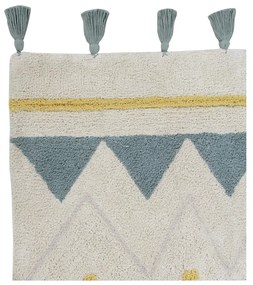 Кремав ръчно изработен памучен детски килим подходящ за пране 140x200 cm Azteca Vintage Blue – Lorena Canals