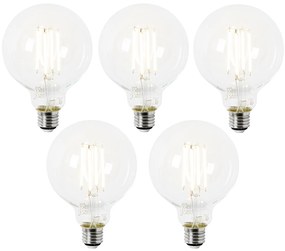 Комплект от 5 LED крушки E27 G95 прозрачни 2.2W 470lm 2700K