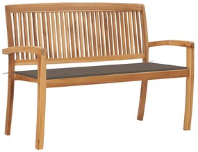 3063287 vidaXL Стифираща градинска пейка с възглавница, 128,5 см, тик масив