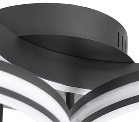 Таванна лампа черна с LED 3-степенна димируема 3-светлина - Navara