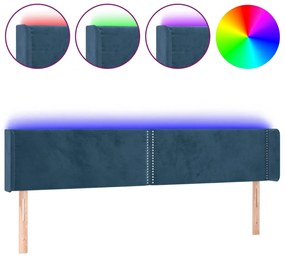 3123160 vidaXL LED горна табла за легло, тъмносиня, 183x16x78/88 см, кадифе