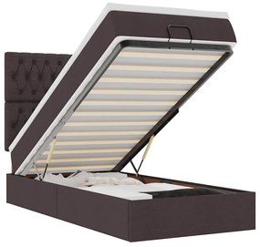 3313205 vidaXL Османска легло с матрак, тъмнокафяво, 90x190 см, плат