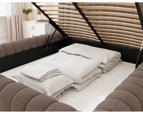 Кафяво двойно легло 160x200 cm тапицирано с място за съхранение с включена подматрачна рамка Carilla – ELTAP