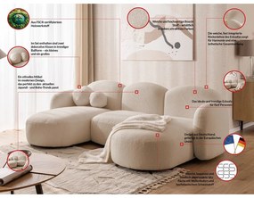 Светлокафяв ъглов диван от прежда с примки от букле (U форма) Orbit – Ropez