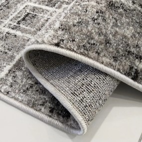 Качествен сив килим с мотив на квадрати Ширина: 120 см | Дължина: 170 см