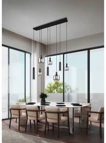 Черно висящо осветително тяло с метален абажур/със стъклен абажур Mataro – Trio