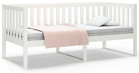 820887 vidaXL Дневно легло без матрак Бяло 100x200 cm Масивна дървесина Бор