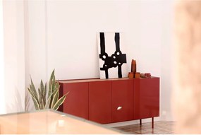 Червен нисък скрин от декор от дъб 165x78 cm Arista – Teulat