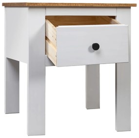 282693 vidaXL Нощно шкафче, бяло, 46x40x57 см, бор, стил Панама