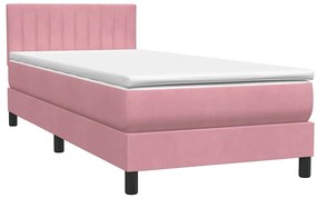 3316430 vidaXL Боксспринг легло с матрак, розово, 80x220 cm, кадифе
