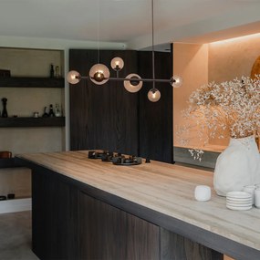 Хотелски шик висяща лампа тъмен бронз с бронзово стъкло 6 светлини - Monaco