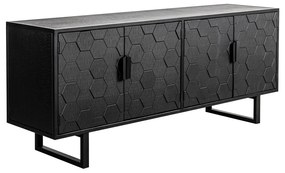 Черен нисък скрин от масивен бор 140x58 cm Linc – White Label