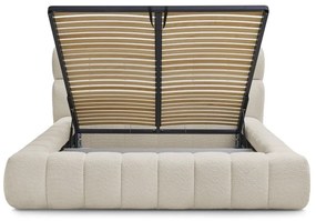 Бежово двойно тапицирано легло с място за съхранение с включена подматрачна рамка 160x200 cm Mont Blanc – Bobochic Paris