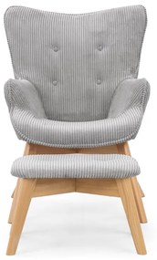 Сив фотьойл с табуретка от рипсено кадифе Niko – Ropez