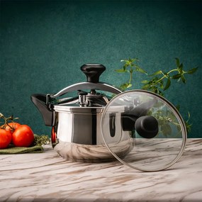 Тенджера под налягане Rosberg R51311A7, 7 литра, 2 капака, Индукция, Трислойно дъно, Инокс