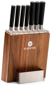 Klarstein Kitano, Комплект ножове от 8 части с блок, 7 ножа, стомана, луксозен дървен блок