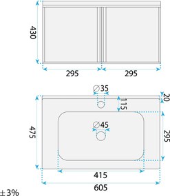 Комплект мебели за баня с мивка Gama T25023 KJM 60CM