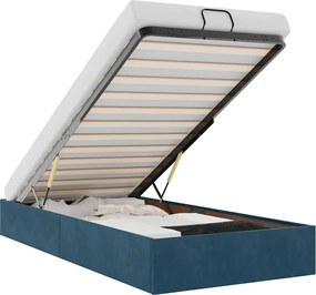 3310947 vidaXL Османска рамка за легло без матрак, тъмносиня, 100x200см кадифе