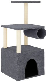 172060 vidaXL Котешко дърво със сизалени стълбове, тъмносиво, 109,5 см