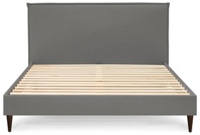 Антрацитно тапицирано двойно легло с решетка 160x200 cm Sary - Bobochic Paris